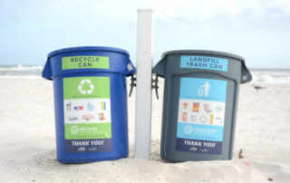 recycling bins on beach in Gulf Shores and Orange Beach, Alabama