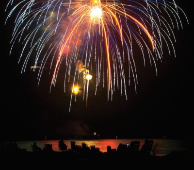 fireworks over the beach