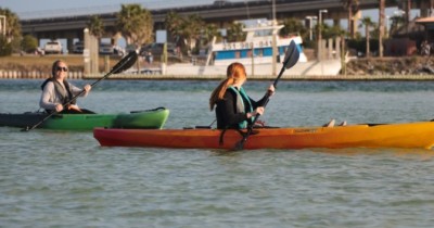 A person in a kayak Description automatically generated